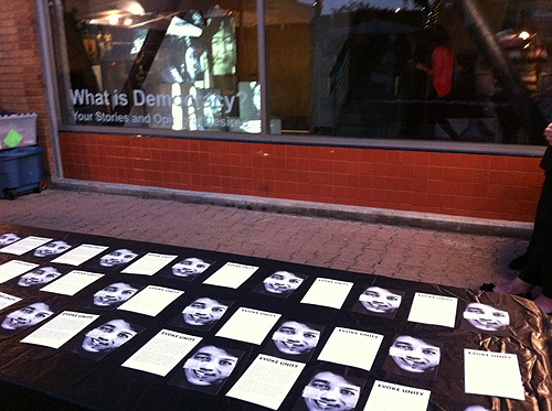 Jules Rocheille’s What is Democracy? outside installation