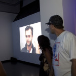 Patrons enjoy Constantin Hartenstein "Event Horizon" video installation.