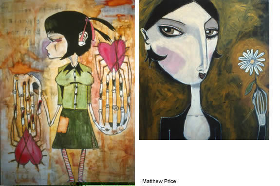 Two paintings of women by Matthew Price.