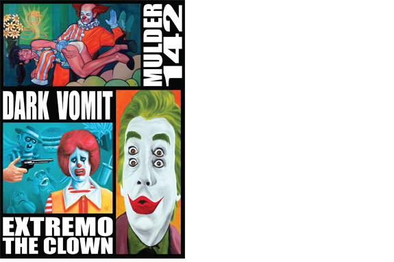 Three clown illustrations with description text