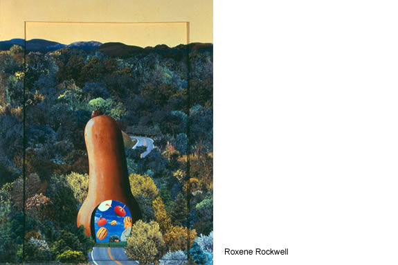 A surrealist painting by Roxene Rockwell.
