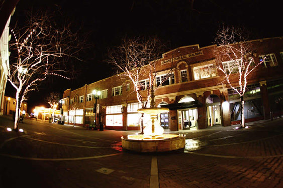 The GCAC building at night.