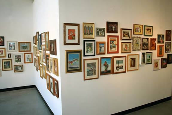 IN APPROPRIATE Artwork by Jeff Gillette, various small artworks hung on frames