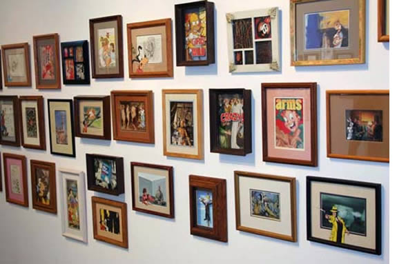IN APPROPRIATE Artwork by Jeff Gillette, various small artworks hung on frames