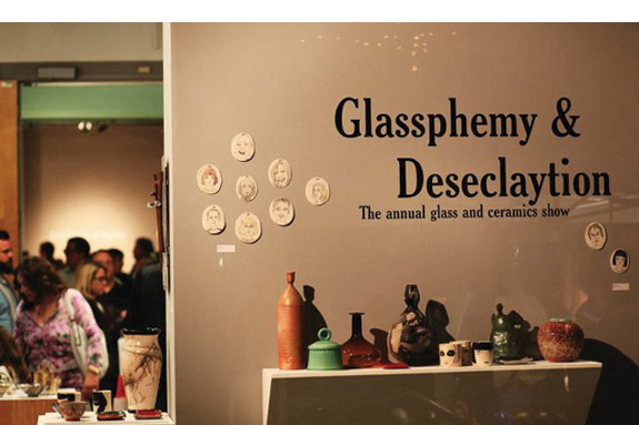 Glassphemy and Deseclaytion installation view- title wall.