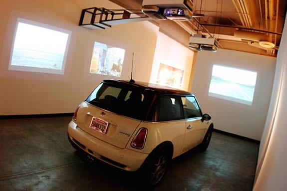 image of a mini cooper in a gallery space.