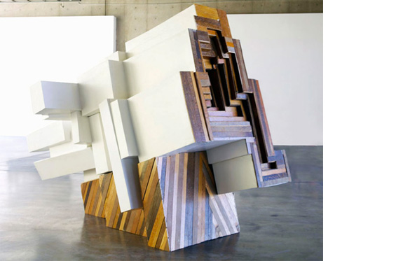 Schmaltz's wooden sculpture installation.