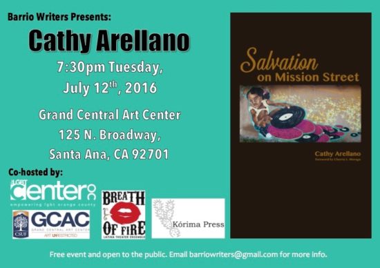 Flier for Cathy Arellano's Barrio Writer Event "Salvation"