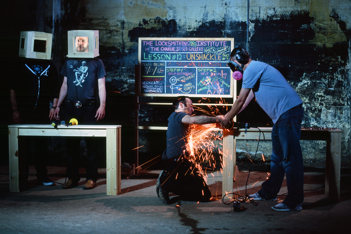 A picture of men welding