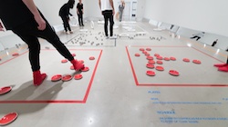 Visitors interacting with an installation